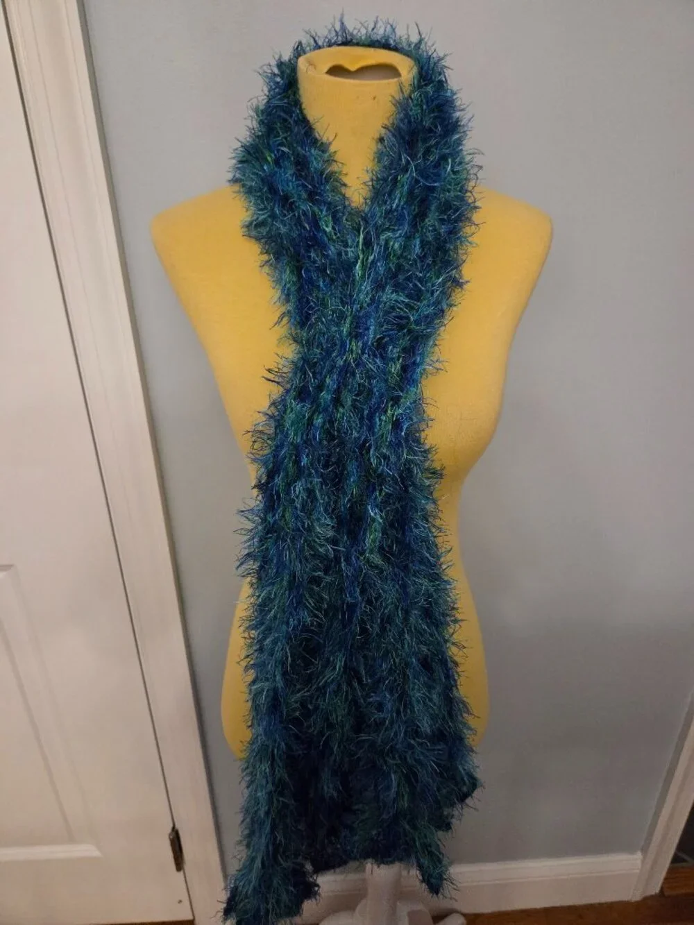 Blue/Green Plush Furry Scarf